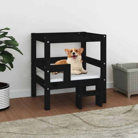 Hundebett aus massivem schwarzem Kiefernholz, 55,5 x 53,5 x 60 cm von vidaXL, Betten für Hunde - Ref: Foro24-822371, Preis: 4...