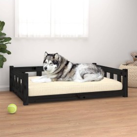 Dog bed solid black pine wood 105.5x75.5x28 cm by vidaXL, Beds for dogs - Ref: Foro24-832697, Price: 122,32 €, Discount: %