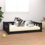 Hundebett aus massivem schwarzem Kiefernholz, 105,5 x 75,5 x 28 cm von vidaXL, Betten für Hunde - Ref: Foro24-832697, Preis: ...