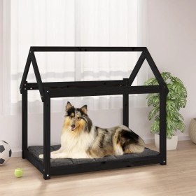 Hundebett aus massivem schwarzem Kiefernholz, 101 x 70 x 90 cm von vidaXL, Betten für Hunde - Ref: Foro24-822216, Preis: 64,9...