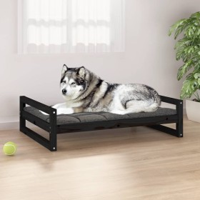 Cama para perros madera maciza de pino negro 105,5x75,5x28 cm de vidaXL, Camas para perros - Ref: Foro24-821491, Precio: 69,9...