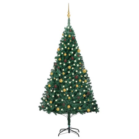 Árbol de Navidad preiluminado con luces y bolas verde 240 cm de vidaXL, Arboles de navidad - Ref: Foro24-3077538, Precio: 152...