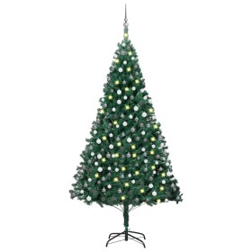 Árbol de Navidad preiluminado con luces y bolas verde 240 cm de vidaXL, Arboles de navidad - Ref: Foro24-3077710, Precio: 133...