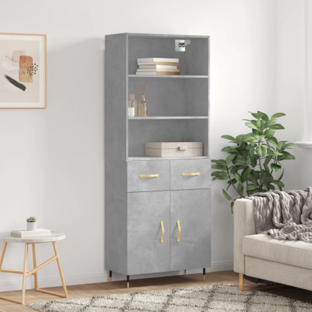 Concrete gray plywood tall sideboard 69.5x34x180 cm by vidaXL, Sideboards - Ref: Foro24-3200501, Price: 133,39 €, Discount: %