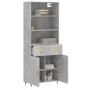 Aparador alto madera contrachapada gris hormigón 69,5x34x180 cm de vidaXL, Aparadores - Ref: Foro24-3200501, Precio: 131,96 €...