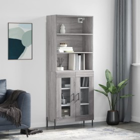 Aparador alto madera contrachapada gris sonoma 69,5x34x180 cm de vidaXL, Aparadores - Ref: Foro24-3189331, Precio: 146,99 €, ...