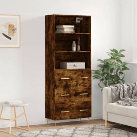 Aparador alto madera contrachapada roble ahumado 69,5x34x180 cm de vidaXL, Aparadores - Ref: Foro24-3189370, Precio: 164,64 €...