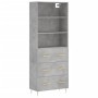 Aparador alto madera contrachapada gris hormigón 69,5x34x180 cm de vidaXL, Aparadores - Ref: Foro24-3189369, Precio: 154,06 €...