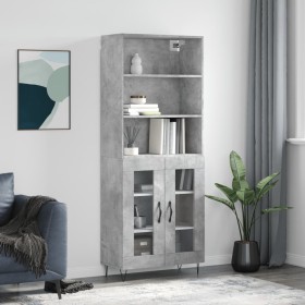 Aparador alto madera contrachapada gris hormigón 69,5x34x180 cm de vidaXL, Aparadores - Ref: Foro24-3189313, Precio: 131,99 €...