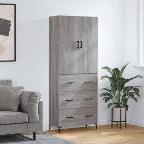 Aparador alto madera contrachapada gris sonoma 69,5x34x180 cm de vidaXL, Aparadores - Ref: Foro24-3195849, Precio: 169,87 €, ...