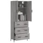 Aparador alto madera contrachapada gris sonoma 69,5x34x180 cm de vidaXL, Aparadores - Ref: Foro24-3195849, Precio: 169,87 €, ...