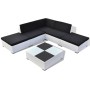 Set muebles de jardín 6 pzas y cojines ratán sintético blanco de vidaXL, Conjuntos de jardín - Ref: Foro24-41867, Precio: 429...