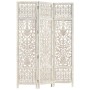 Screen 3 panels hand carved white mango wood 120x165 cm by vidaXL, Room dividers - Ref: Foro24-285330, Price: 180,08 €, Disco...