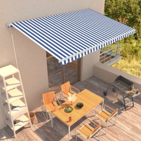 Automatic retractable blue and white awning 500x300 cm by vidaXL, Awnings - Ref: Foro24-3051234, Price: 507,99 €, Discount: %