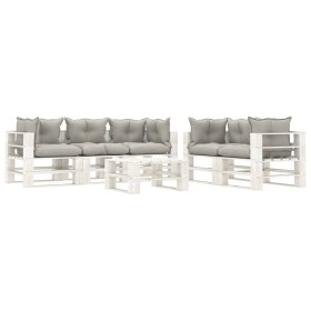 Garden furniture set made of 6 pieces of pallet wood with taupe cushions. by vidaXL, Garden sets - Ref: Foro24-3052417, Price...