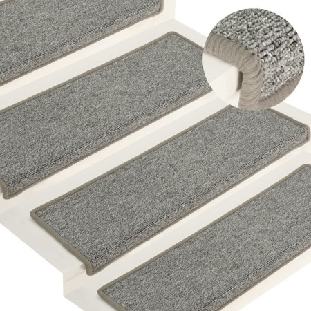 Alfombras de peldaños de escalera 15uds blanco y gris 65x21x4cm de vidaXL, Alfombrillas para escalones - Ref: Foro24-326198, ...