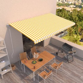 Yellow and white automatic retractable awning 500x300 cm by vidaXL, Awnings - Ref: Foro24-3068948, Price: 466,99 €, Discount: %