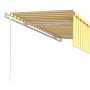 Retractable automatic awning with yellow and white blinds 5x3 m by vidaXL, Awnings - Ref: Foro24-3069348, Price: 509,02 €, Di...