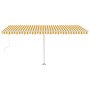 Toldo de pie automático amarillo y blanco 500x300 cm de vidaXL, Toldos - Ref: Foro24-3069588, Precio: 584,99 €, Descuento: %