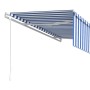 Automatic retractable awning with blue and white blind 5x3 m by vidaXL, Awnings - Ref: Foro24-3069346, Price: 489,80 €, Disco...