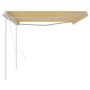 Automatic retractable awning with yellow and white poles 5x3 m by vidaXL, Awnings - Ref: Foro24-3069988, Price: 564,56 €, Dis...