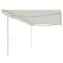 Automatic retractable awning with cream poles 5x3 m by vidaXL, Awnings - Ref: Foro24-3069987, Price: 575,14 €, Discount: %