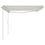 Automatic retractable awning with cream poles 5x3 m by vidaXL, Awnings - Ref: Foro24-3069987, Price: 575,14 €, Discount: %