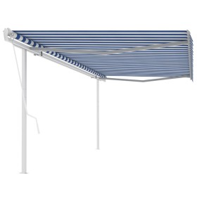 Manual retractable awning with blue and white poles 5x3 m by vidaXL, Awnings - Ref: Foro24-3069986, Price: 545,99 €, Discount: %