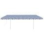 Manual retractable awning with blue and white poles 5x3 m by vidaXL, Awnings - Ref: Foro24-3069986, Price: 545,38 €, Discount: %