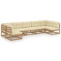 Set de muebles de jardín 7 pzs cojines madera pino marrón miel de vidaXL, Conjuntos de jardín - Ref: Foro24-3077187, Precio: ...