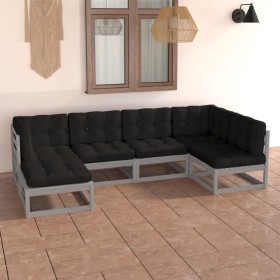 6-piece garden furniture set with solid pine wood cushions by vidaXL, Garden sets - Ref: Foro24-3076736, Price: 500,93 €, Dis...