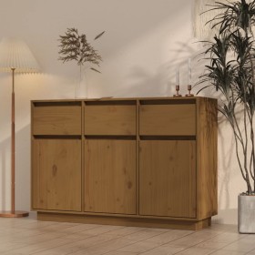 Aparador de madera maciza de pino marrón miel 110x34x75 cm de vidaXL, Aparadores - Ref: Foro24-813817, Precio: 146,99 €, Desc...