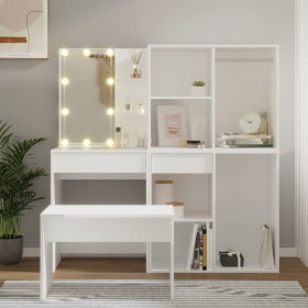 White plywood LED vanity set by vidaXL, Bedroom furniture sets - Ref: Foro24-3114099, Price: 324,12 €, Discount: %