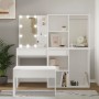 Juego de tocador con LED madera contrachapada blanco de vidaXL, Conjuntos de muebles para dormitorios - Ref: Foro24-3114099, ...