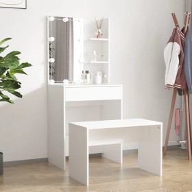 White plywood LED vanity set by vidaXL, Bedroom Dressers - Ref: Foro24-3114131, Price: 118,46 €, Discount: %