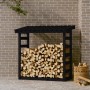 Solid black pine wood firewood rack 108x64.5x110 cm by vidaXL, Accessories for bags and firewood holders - Ref: Foro24-822441...