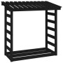 Solid black pine wood firewood rack 108x64.5x110 cm by vidaXL, Accessories for bags and firewood holders - Ref: Foro24-822441...