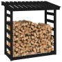 Solid black pine wood firewood rack 108x64.5x110 cm by vidaXL, Accessories for bags and firewood holders - Ref: Foro24-822441...