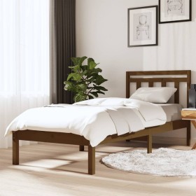 Honey brown solid pine wood bed frame 90x200 cm by vidaXL, Beds and slatted bases - Ref: Foro24-3100577, Price: 113,49 €, Dis...