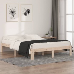 Estructura de cama madera maciza 150x200 cm de vidaXL, Camas y somieres - Ref: Foro24-810370, Precio: 90,05 €, Descuento: %