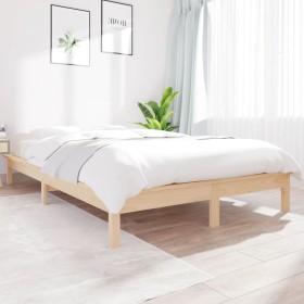 Solid pine wood bed frame 140x200 cm by vidaXL, Beds and slatted bases - Ref: Foro24-820541, Price: 115,71 €, Discount: %