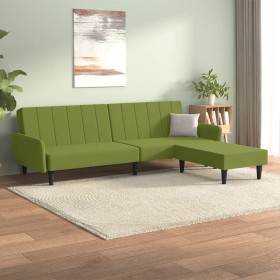 Sofá cama de 2 plazas con reposapiés terciopelo verde claro de vidaXL, Sofás - Ref: Foro24-3080723, Precio: 256,99 €, Descuen...