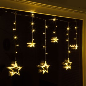 HI Fairy star light curtain with 63 LEDs by HI, Christmas lights - Ref: Foro24-438367, Price: 20,68 €, Discount: %