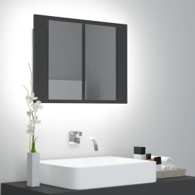 Armario espejo de baño con luz LED acrílico gris 60x12x45 cm de vidaXL, Tocadores de baño - Ref: Foro24-804958, Precio: 49,84...