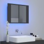 Armario espejo de baño con luz LED acrílico gris 60x12x45 cm de vidaXL, Tocadores de baño - Ref: Foro24-804958, Precio: 49,84...