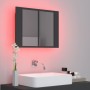 Armario espejo de baño con luz LED acrílico gris 60x12x45 cm de vidaXL, Tocadores de baño - Ref: Foro24-804958, Precio: 49,84...