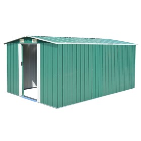 Gartenhaus aus grünem Metall 257x392x181 cm von vidaXL, Schuppen - Ref: Foro24-143344, Preis: 540,20 €, Rabatt: %