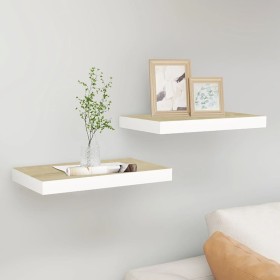 Floating wall shelf 2 pcs MDF oak and white 40x23x3.8 cm by vidaXL, Shelves and shelves - Ref: Foro24-326571, Price: 25,45 €,...