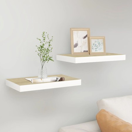 Floating wall shelf 2 pcs MDF oak and white 40x23x3.8 cm by vidaXL, Shelves and shelves - Ref: Foro24-326571, Price: 26,12 €,...