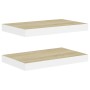 Floating wall shelf 2 pcs MDF oak and white 40x23x3.8 cm by vidaXL, Shelves and shelves - Ref: Foro24-326571, Price: 25,45 €,...